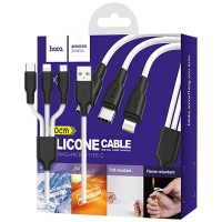 USB kabel hoco X21 Silicone 3in1, microUSB, type C, Lightning, 1 m
